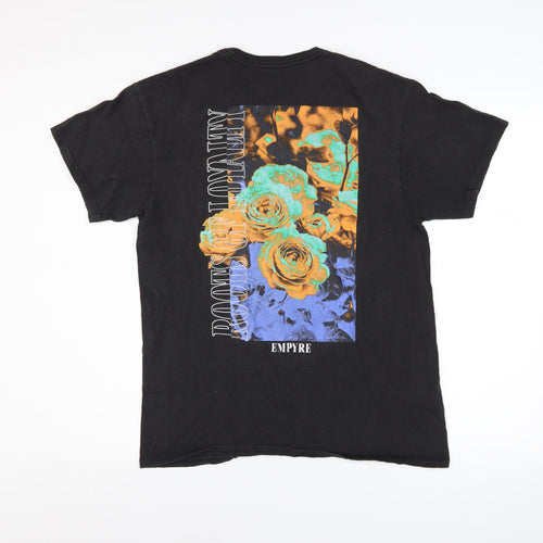 Empyre Men's Black Graphic Rose Print T-Shirt Size M