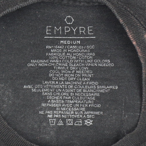 Empyre Men's Black Graphic Rose Print T-Shirt Size M