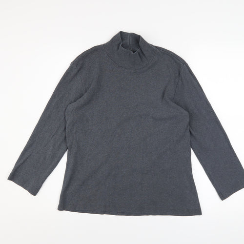 Lands' End Women's Grey Roll Neck Cotton Jumper Size S 6-8