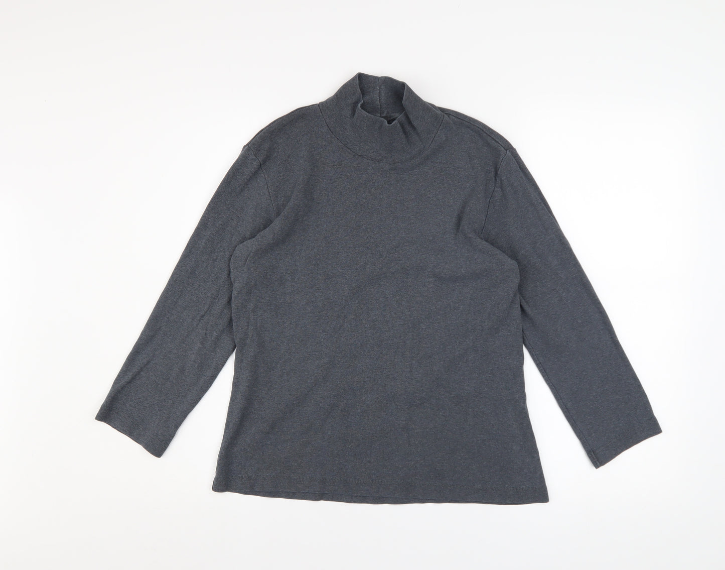 Lands' End Women's Grey Roll Neck Cotton Jumper Size S 6-8