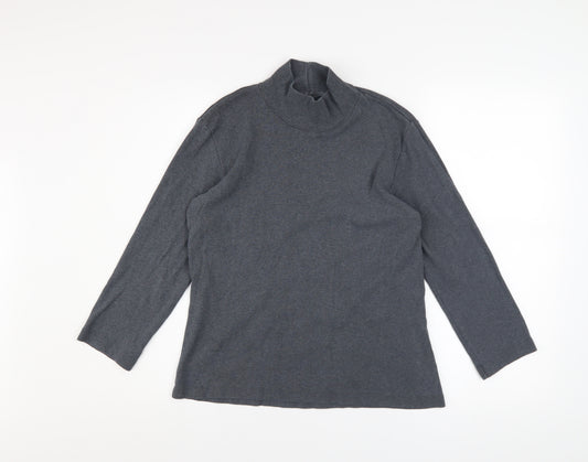 Lands' End Women's Grey Roll Neck Cotton Jumper Size S 6-8