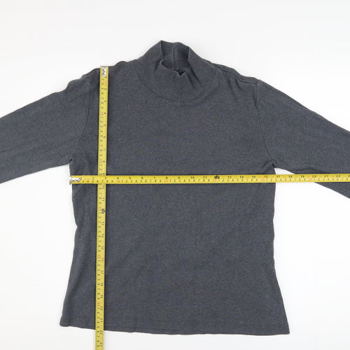 Lands' End Women's Grey Roll Neck Cotton Jumper Size S 6-8