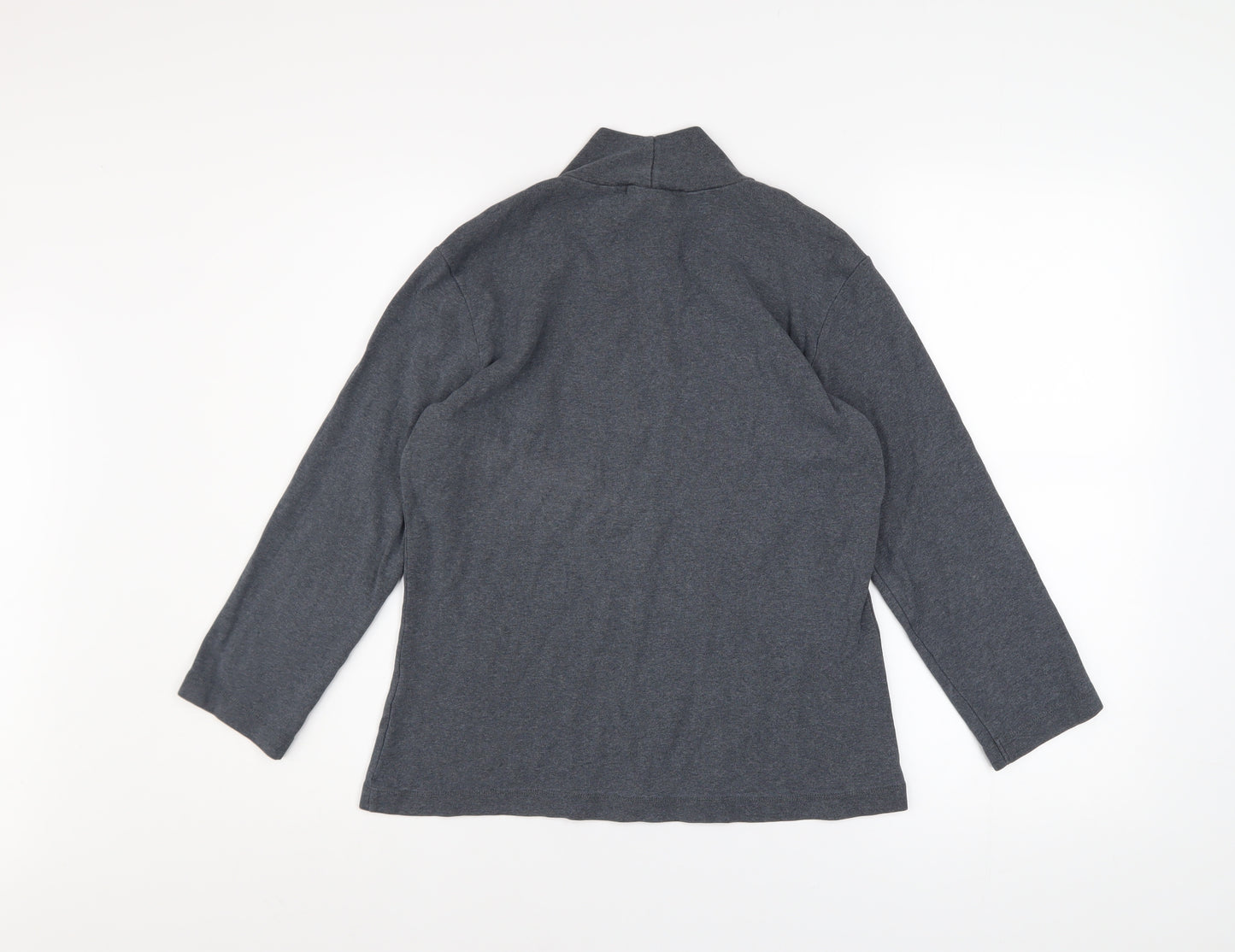 Lands' End Women's Grey Roll Neck Cotton Jumper Size S 6-8
