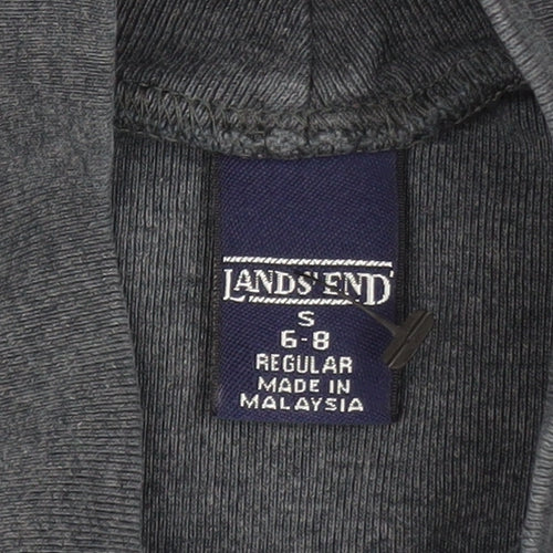 Lands' End Women's Grey Roll Neck Cotton Jumper Size S 6-8