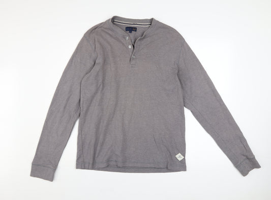 Lincoln Men's Grey Henley Sweatshirt Long Sleeve Size L