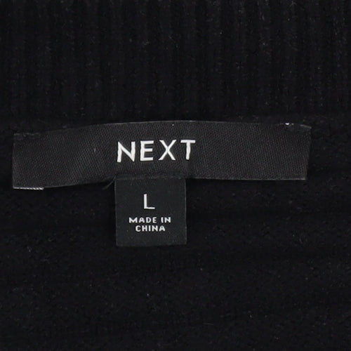 NEXT Womens Black V-Neck Ribbed Pullover Jumper Size L