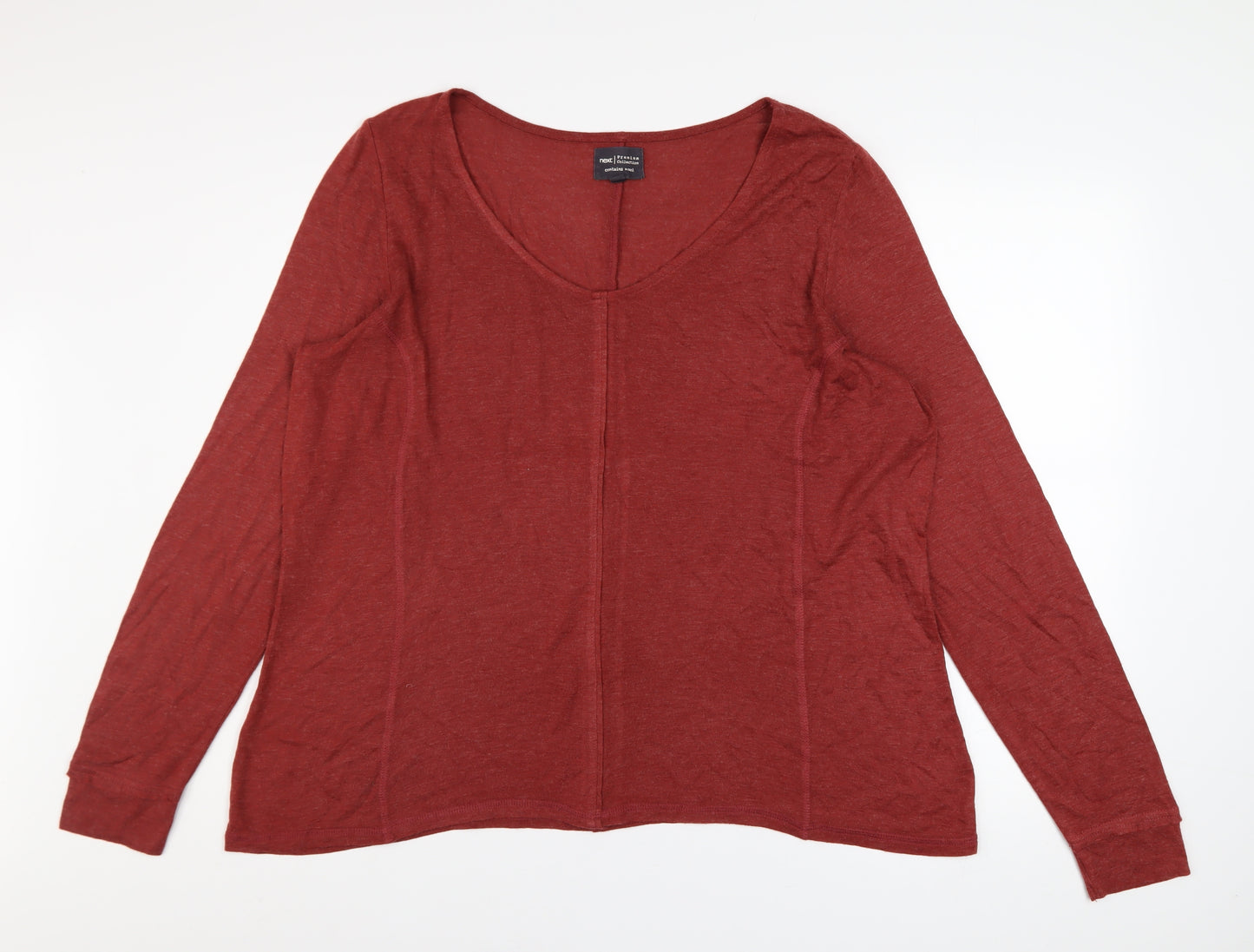 Next Women Red Pullover Hoodie UK 20 Acrylic Wool Blend Long Sleeve