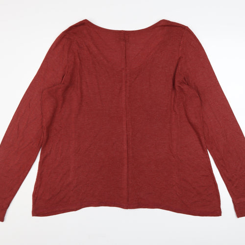 Next Women Red Pullover Hoodie UK 20 Acrylic Wool Blend Long Sleeve