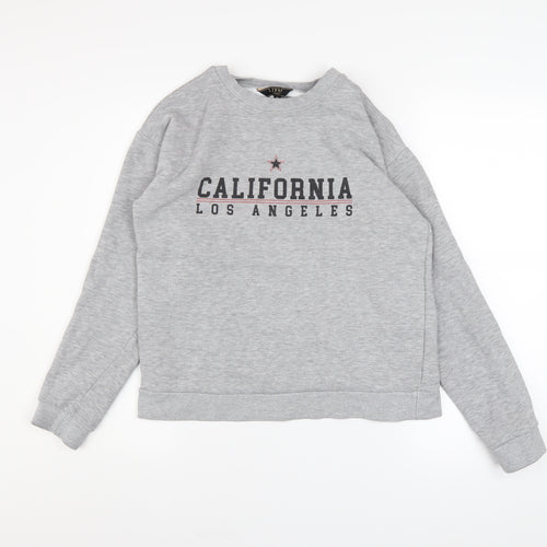 Lipsy London Womens Grey California Los Angeles Cotton Blend Sweatshirt M