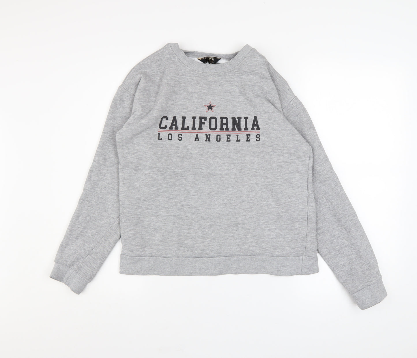 Lipsy London Womens Grey California Los Angeles Cotton Blend Sweatshirt M