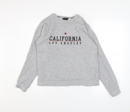 Lipsy London Womens Grey California Los Angeles Cotton Blend Sweatshirt M