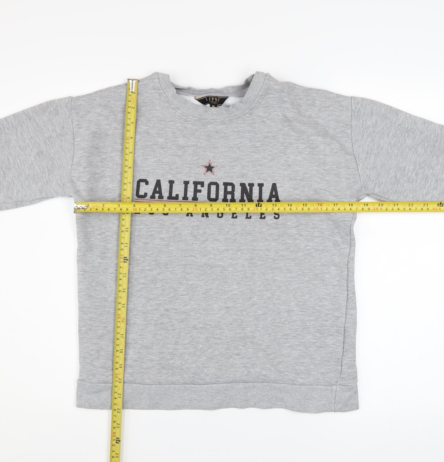 Lipsy London Womens Grey California Los Angeles Cotton Blend Sweatshirt M