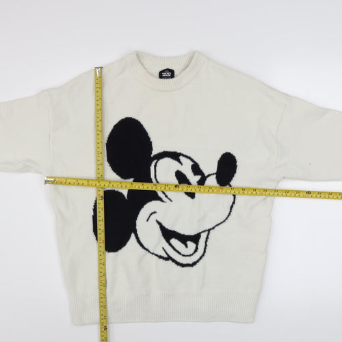 Primark Women White Mickey Mouse Knit Pullover Jumper Size S