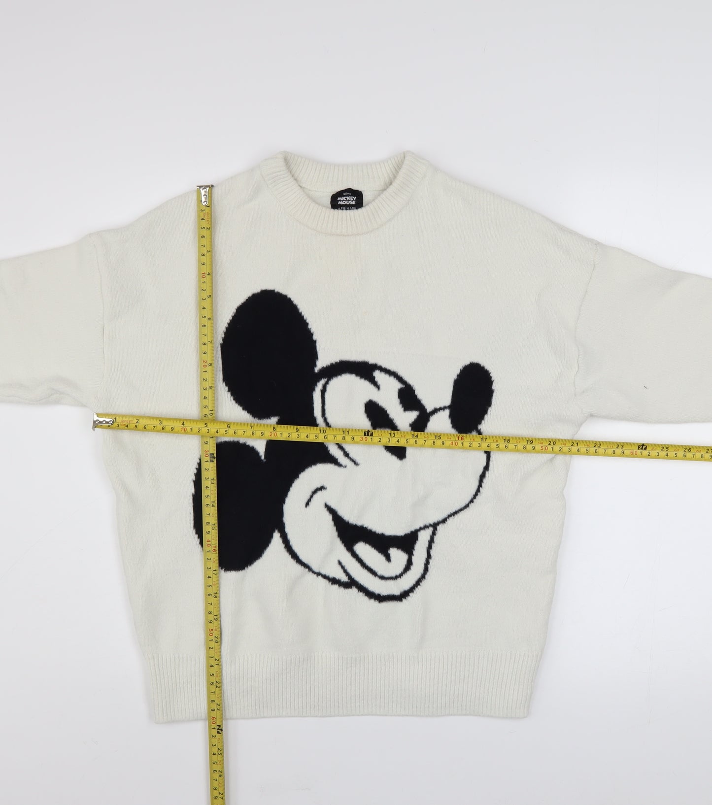 Primark Women White Mickey Mouse Knit Pullover Jumper Size S