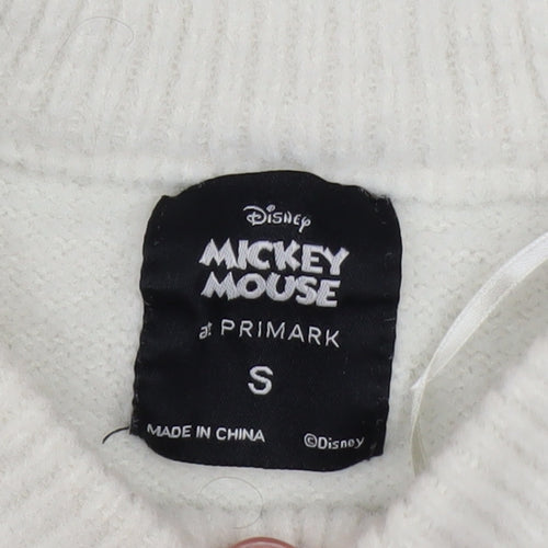 Primark Women White Mickey Mouse Knit Pullover Jumper Size S