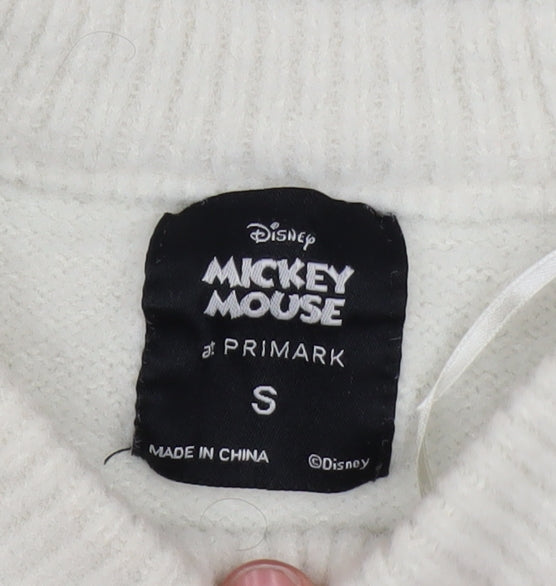 Primark Women White Mickey Mouse Knit Pullover Jumper Size S