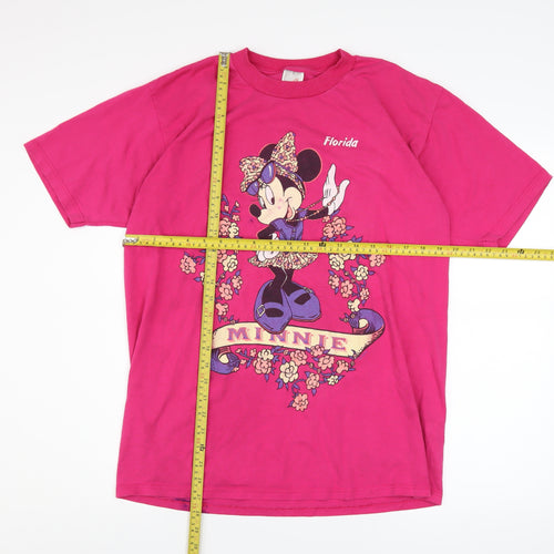 Jerzees Womens Pink Minnie Mouse Graphic T-Shirt Size L Vintage Disney