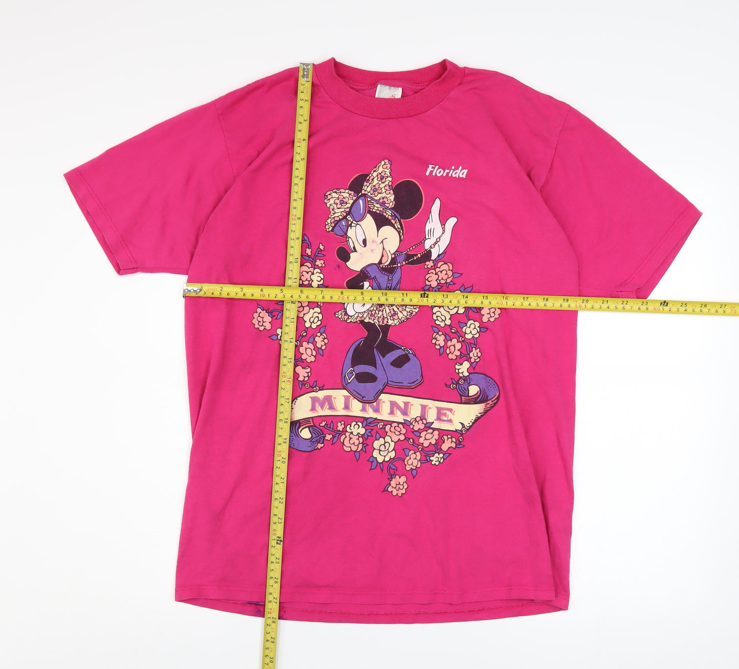 Jerzees Womens Pink Minnie Mouse Graphic T-Shirt Size L Vintage Disney