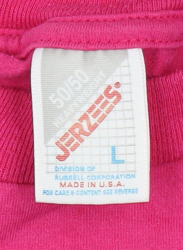 Jerzees Womens Pink Minnie Mouse Graphic T-Shirt Size L Vintage Disney