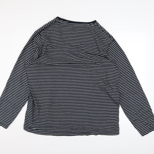 TU Men’s Blue Striped Henley Sweatshirt 2XL Regular Fit Cotton
