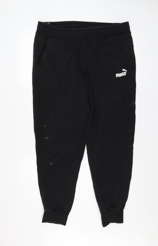 Puma Men's Black XL Jogger Trousers Cotton Blend Fleece Pants