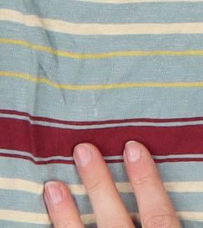 FCUK Mens Multicoloured Striped Long Sleeve Henley Cotton Top Size L