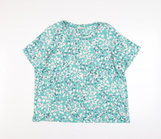 Marks and Spencer Women’s Green Floral Short Sleeve T-Shirt Size 24