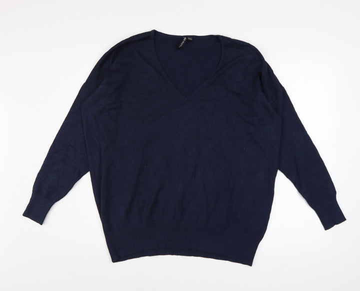 Capsule Womens Blue V-Neck Long Sleeve Pullover Jumper Size 20/22