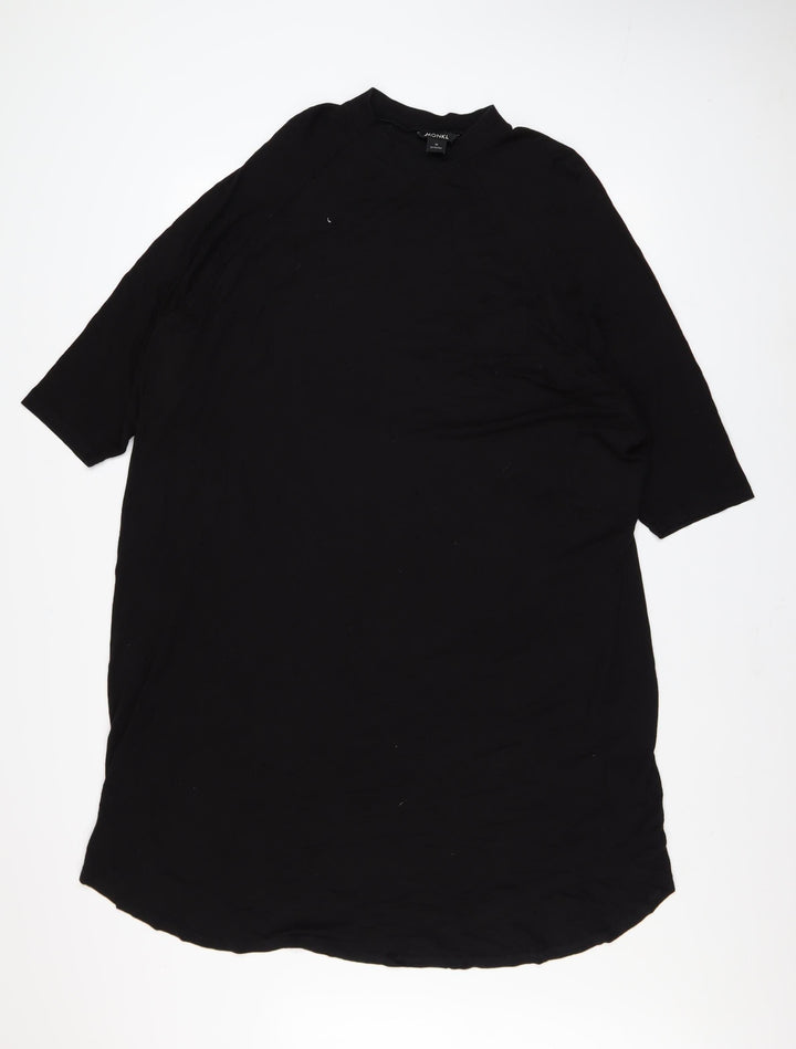 Monki Women Black Size 12 T-Shirt Dress 3/4 Sleeve Cotton Stretch