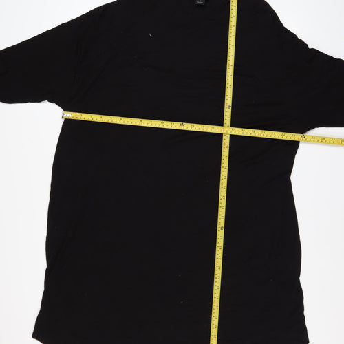 Monki Women Black Size 12 T-Shirt Dress 3/4 Sleeve Cotton Stretch