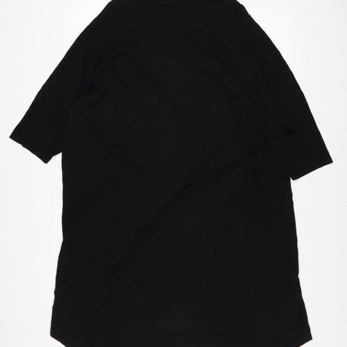 Monki Women Black Size 12 T-Shirt Dress 3/4 Sleeve Cotton Stretch