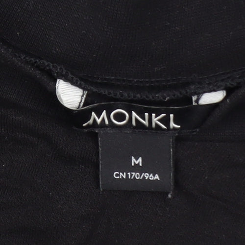 Monki Women Black Size 12 T-Shirt Dress 3/4 Sleeve Cotton Stretch