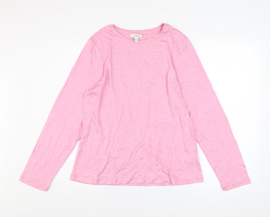 Marks and Spencer Women Pink Long Sleeve Basic Jersey T-Shirt Size 18