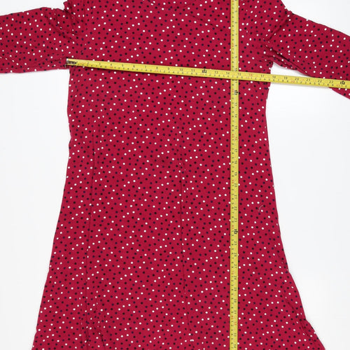 Bonmarché Women’s Red Polka Dot A-Line Knee Length Dress Size 12