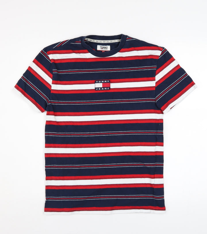 Tommy Jeans Men's Multicoloured Striped Cotton Crew Neck T-Shirt XS