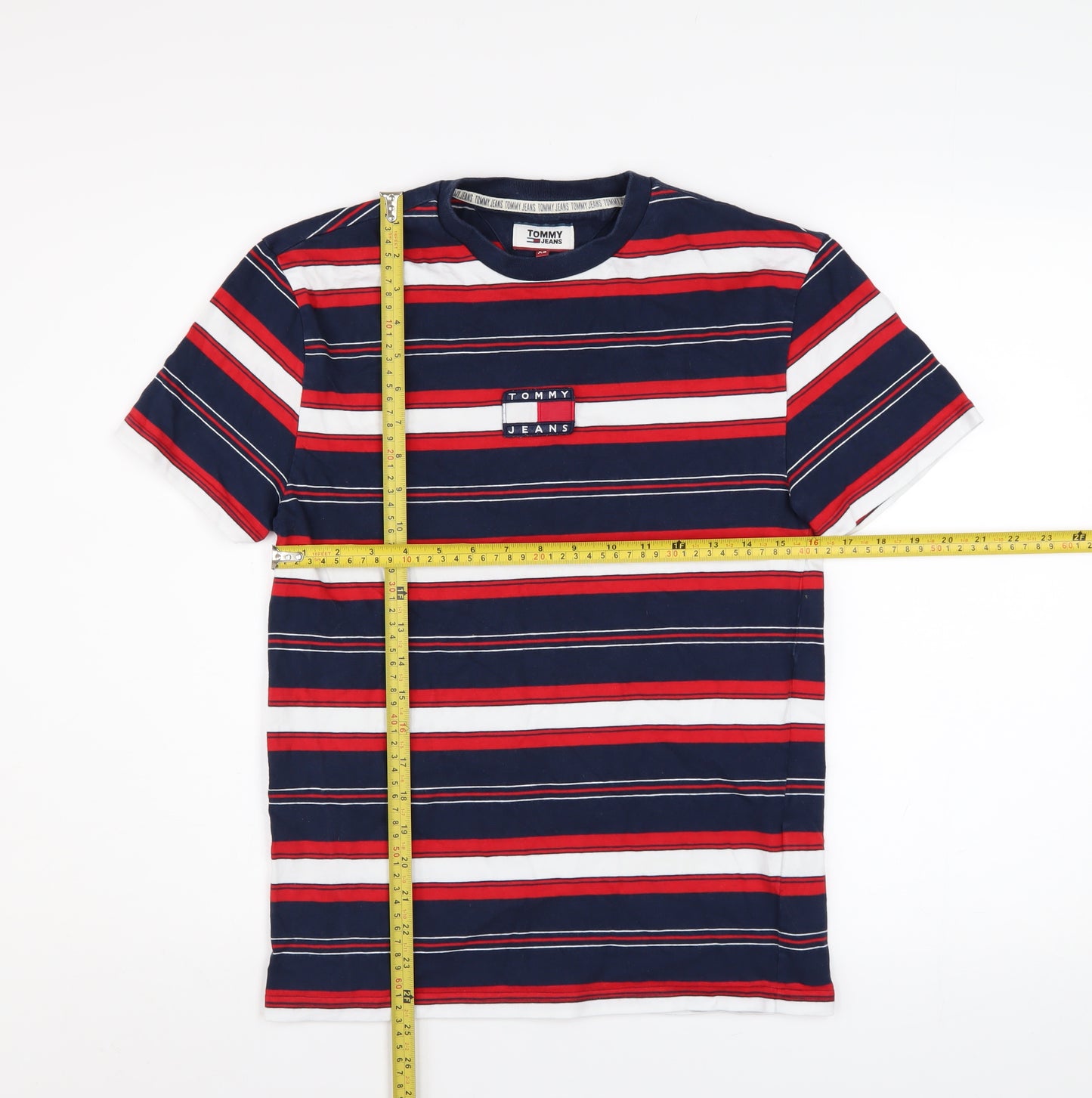 Tommy Jeans Men's Multicoloured Striped Cotton Crew Neck T-Shirt XS