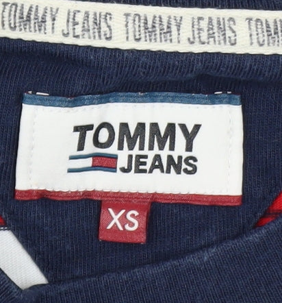 Tommy Jeans Men's Multicoloured Striped Cotton Crew Neck T-Shirt XS