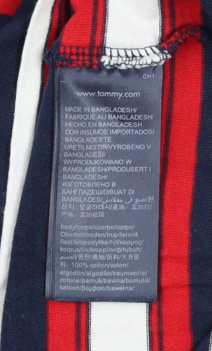 Tommy Jeans Men's Multicoloured Striped Cotton Crew Neck T-Shirt XS
