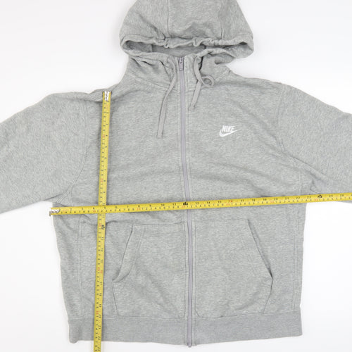 Nike Men's Grey Full Zip Hoodie Size L Cotton Blend Sweatshirt