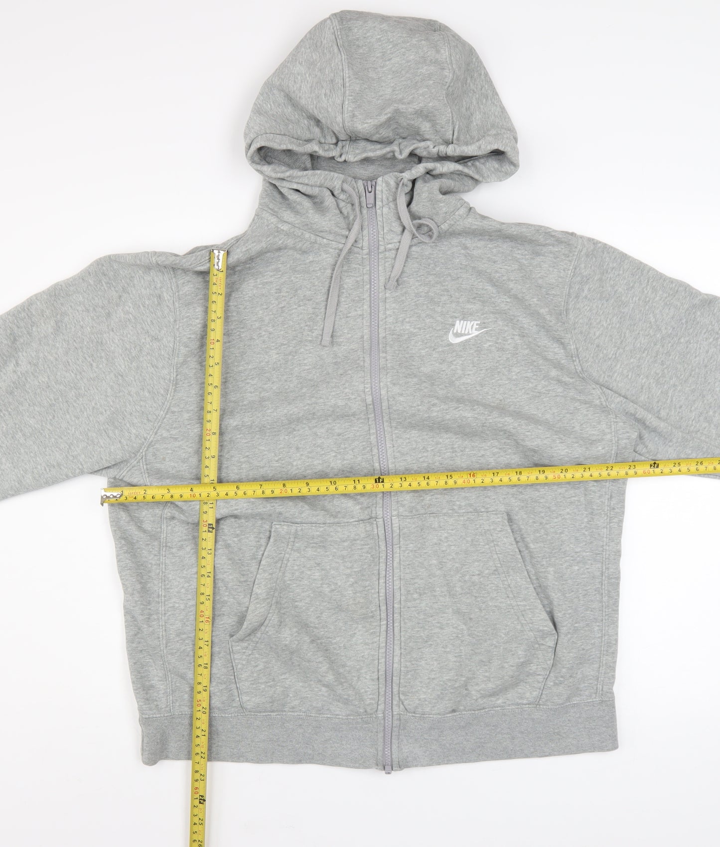 Nike Men's Grey Full Zip Hoodie Size L Cotton Blend Sweatshirt