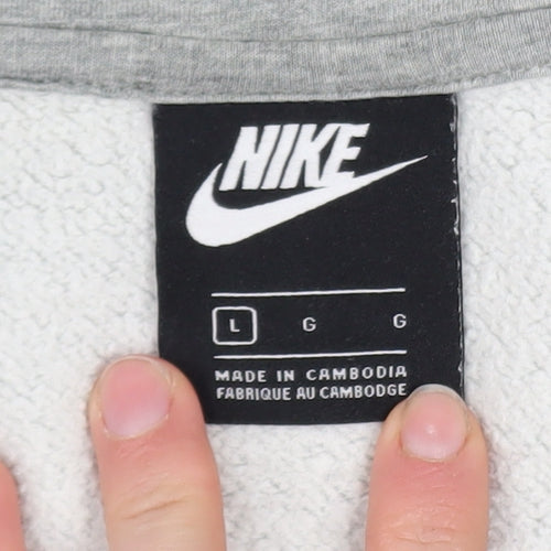 Nike Men's Grey Full Zip Hoodie Size L Cotton Blend Sweatshirt