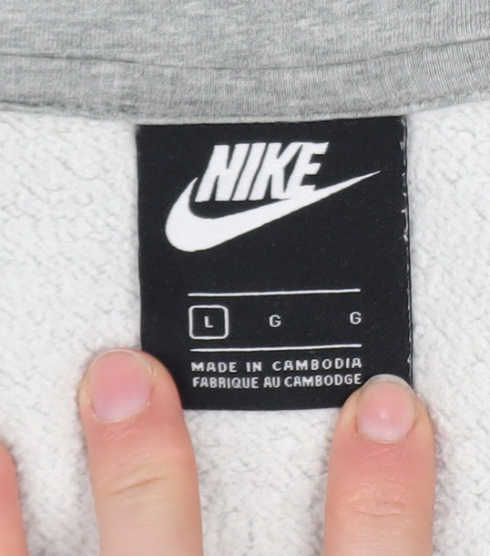 Nike Men's Grey Full Zip Hoodie Size L Cotton Blend Sweatshirt