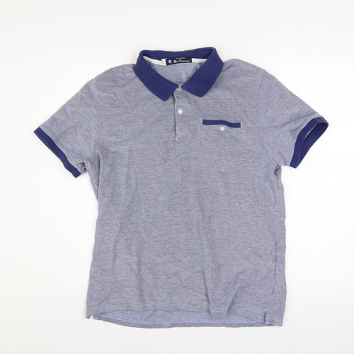 Ben Sherman Men's Blue Cotton Polo Shirt Size M