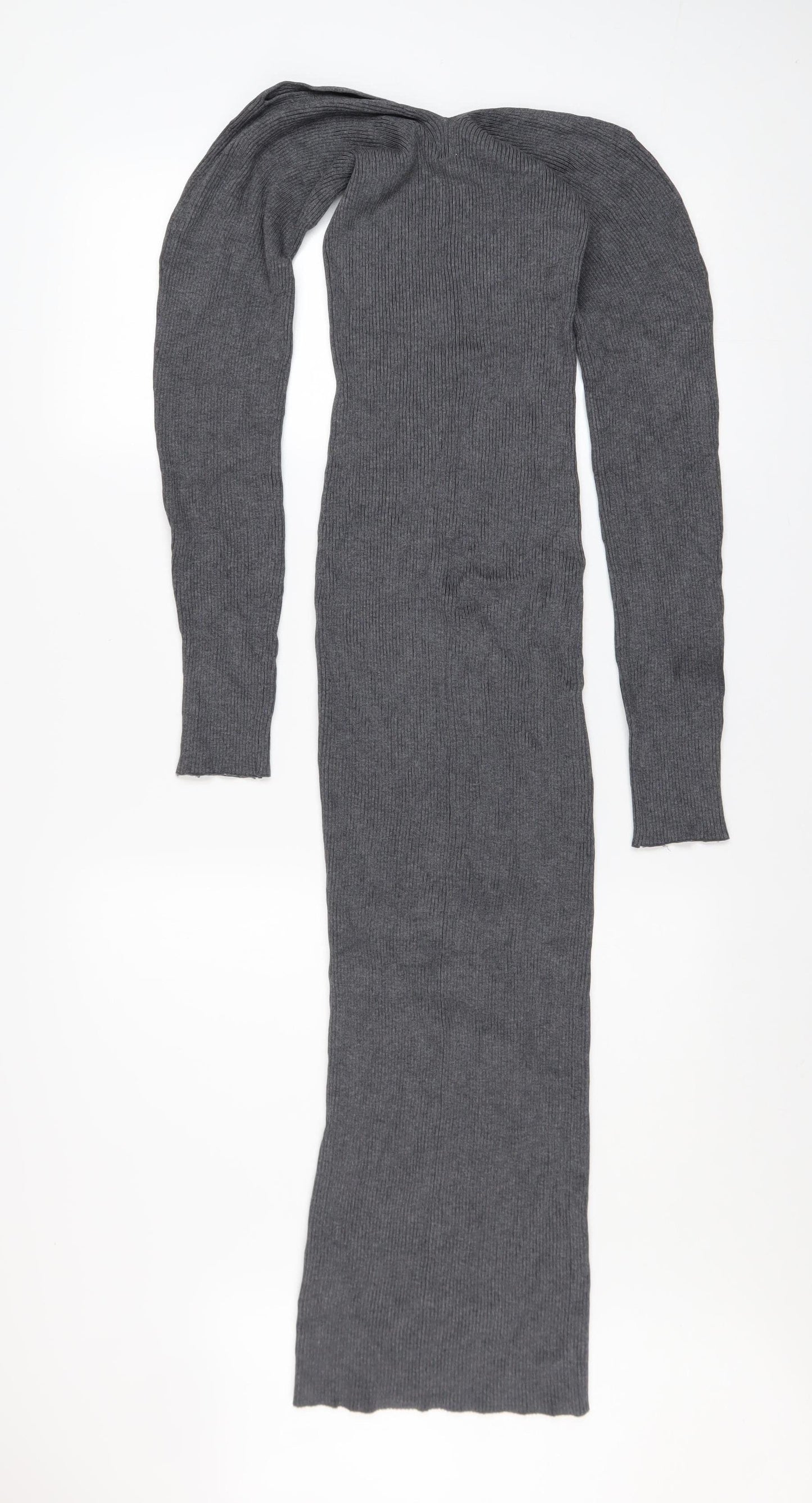 H&M Women’s Grey Long Sleeve Bodycon Knit Dress Size S