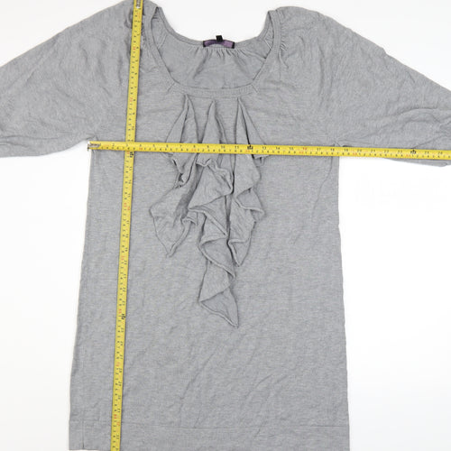Coast Women Grey Size 14 Ruffle Front Shift Dress
