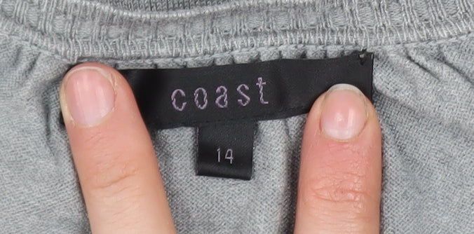 Coast Women Grey Size 14 Ruffle Front Shift Dress