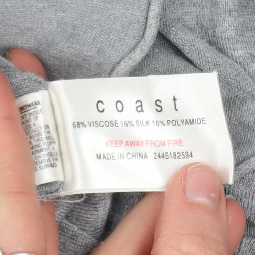 Coast Women Grey Size 14 Ruffle Front Shift Dress