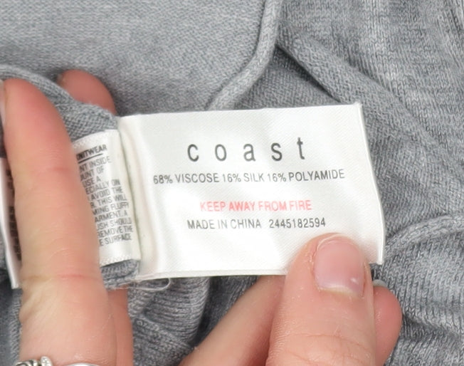 Coast Women Grey Size 14 Ruffle Front Shift Dress