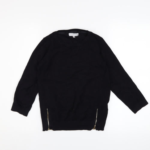 Red Herring Women’s Black Zip Hem Crew Neck Jumper Size 10