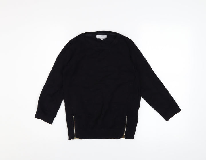 Red Herring Women’s Black Zip Hem Crew Neck Jumper Size 10